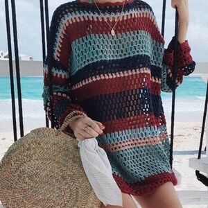 Show me your Mumu | Paula Pullover Crochet Sunset Stripe Sweater Fisherman